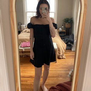off shoulder black dress, zara premium